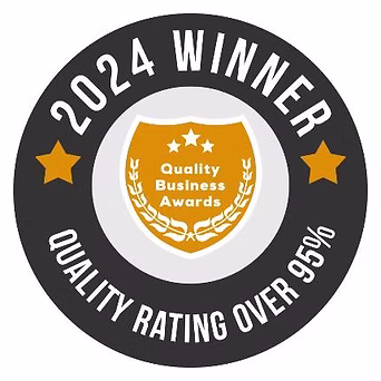 Quality Business Awards 2024 Winner badge with a quality rating over 95 percent